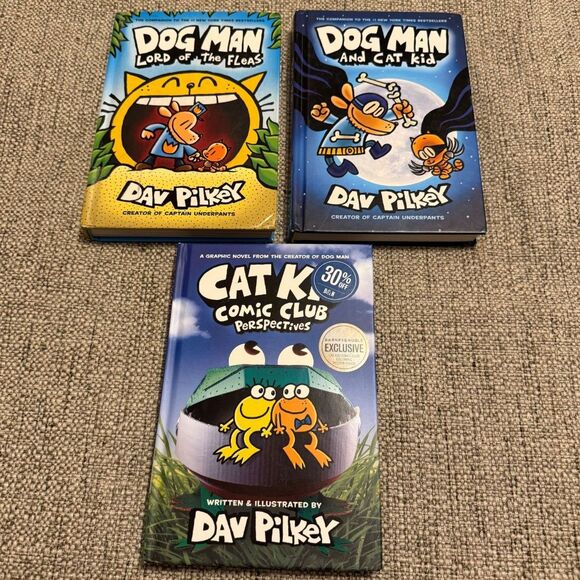 Dog Man and Cat Kid Hardcover Book Bundle Dav Pilkey - Picture 1 of 6